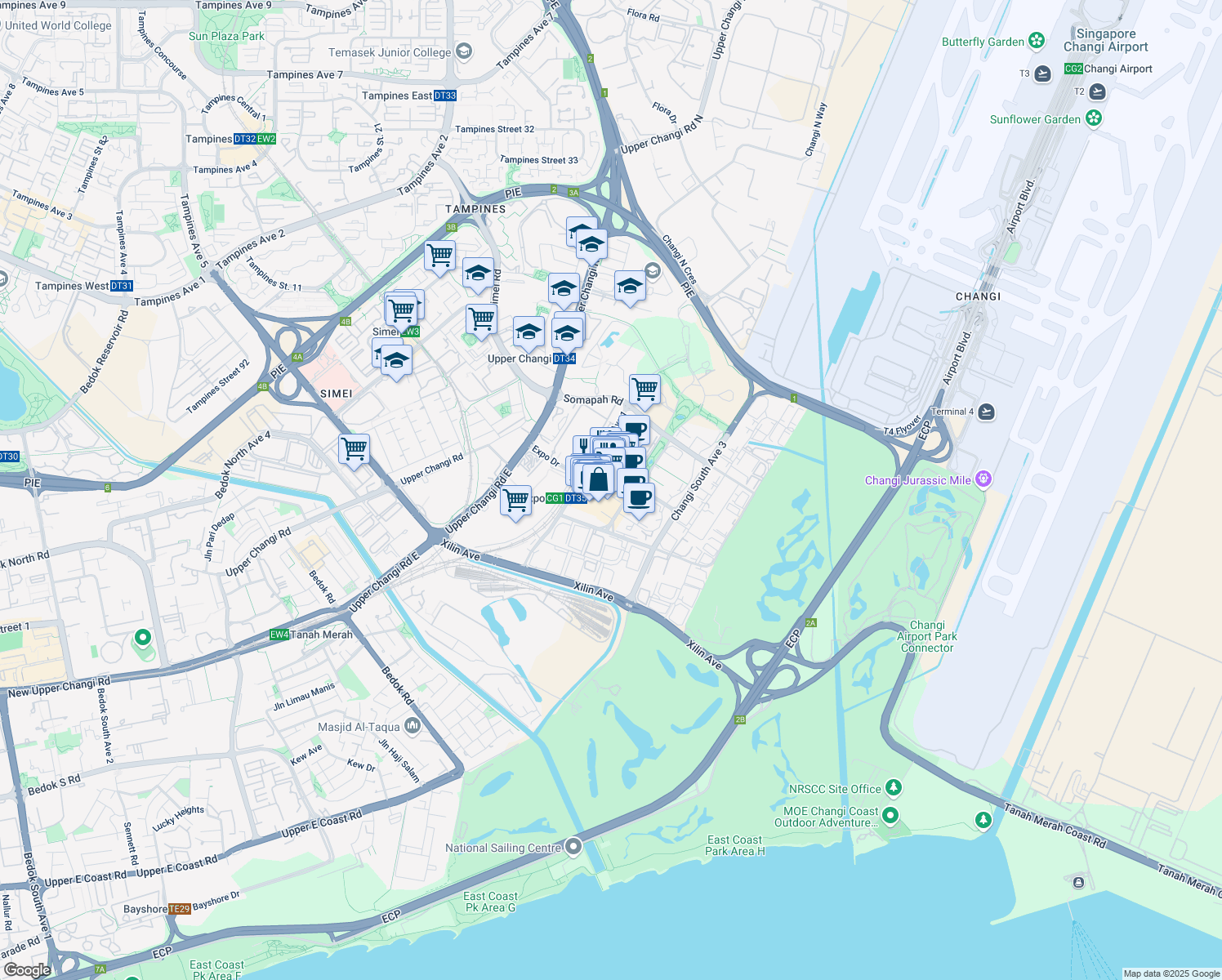 map of restaurants, bars, coffee shops, grocery stores, and more near in Singapore