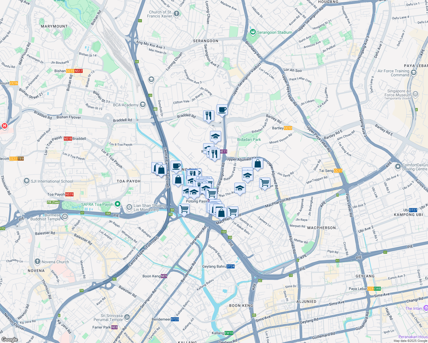 map of restaurants, bars, coffee shops, grocery stores, and more near in Singapore