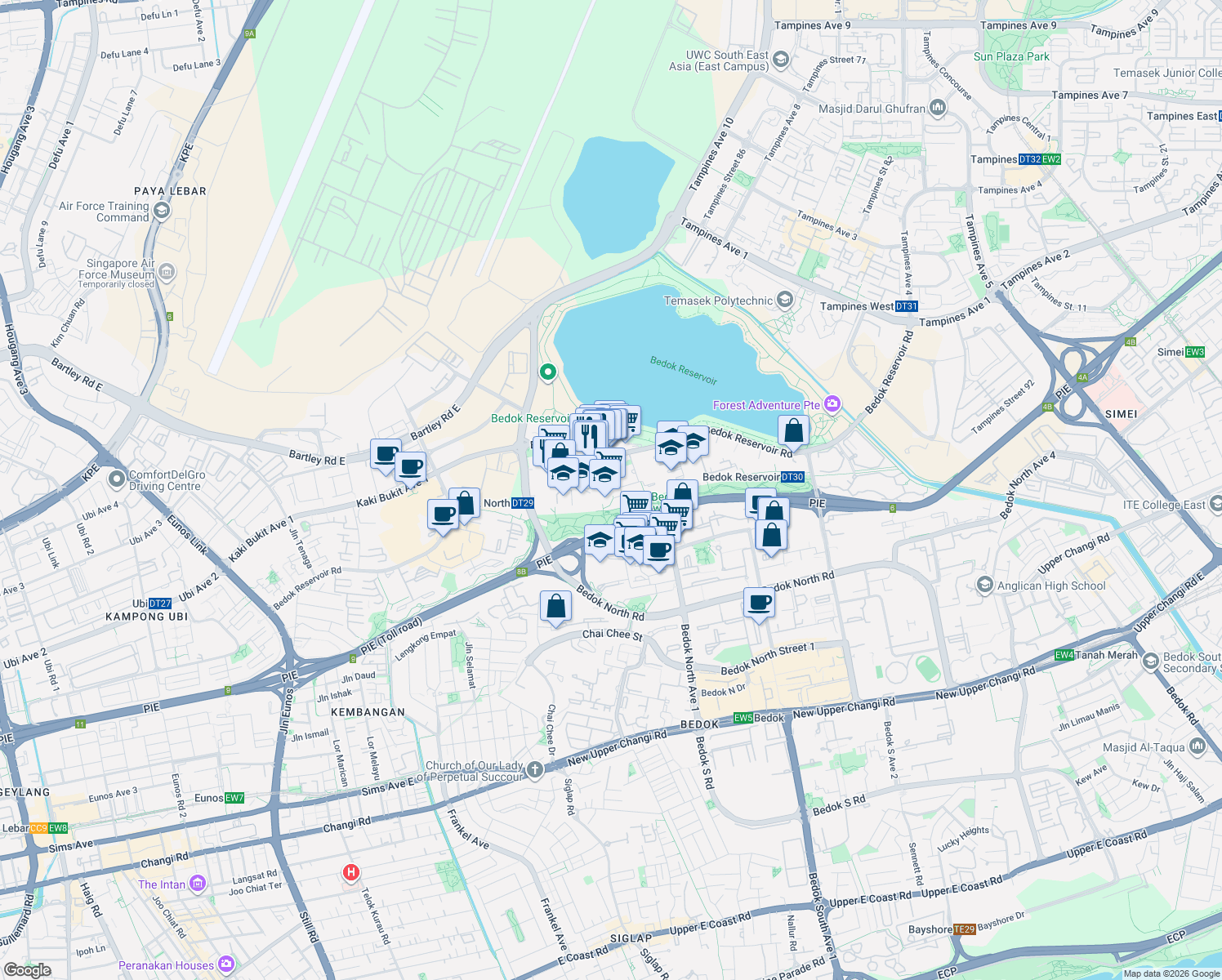 map of restaurants, bars, coffee shops, grocery stores, and more near in Singapore