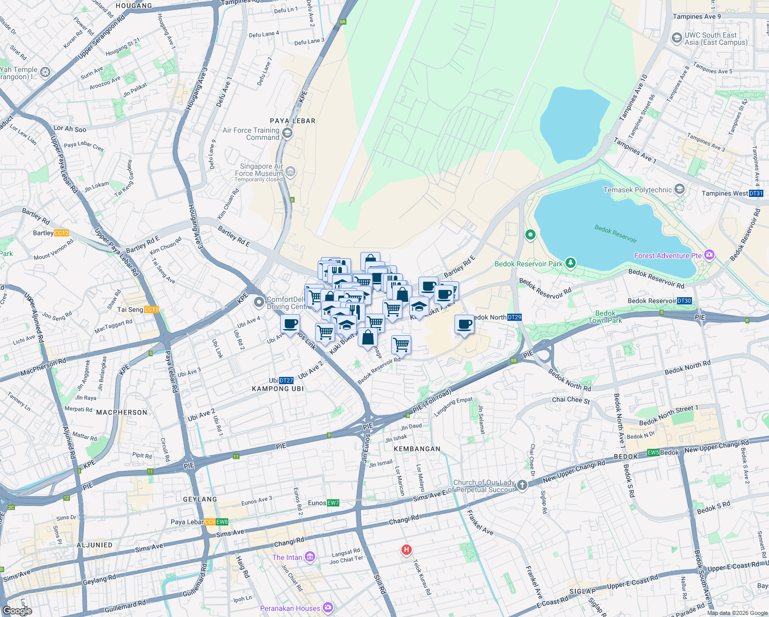 map of restaurants, bars, coffee shops, grocery stores, and more near in Singapore