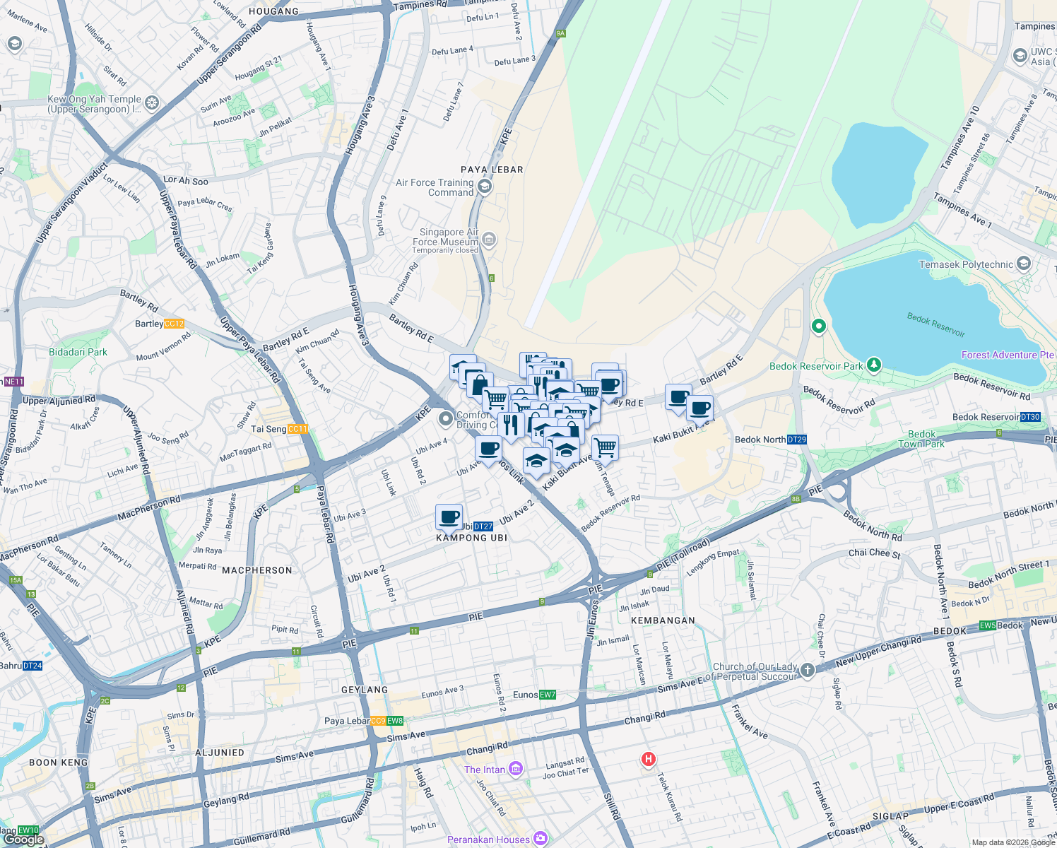 map of restaurants, bars, coffee shops, grocery stores, and more near in Singapore