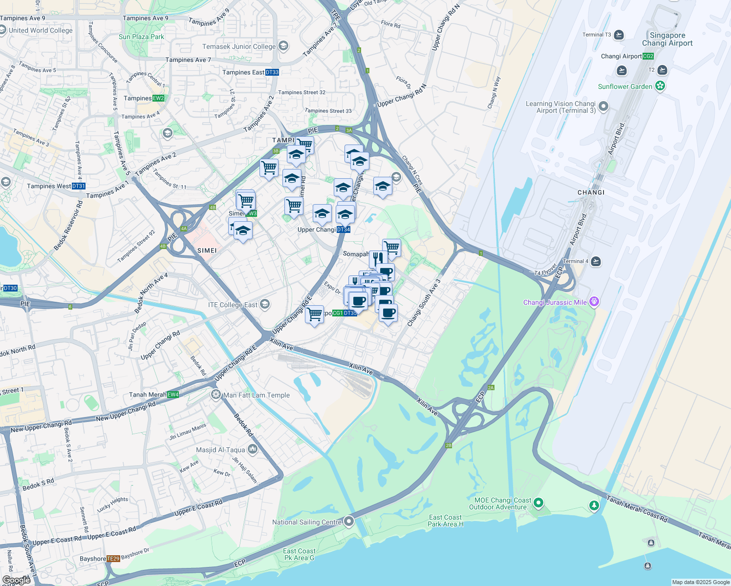 map of restaurants, bars, coffee shops, grocery stores, and more near in Singapore