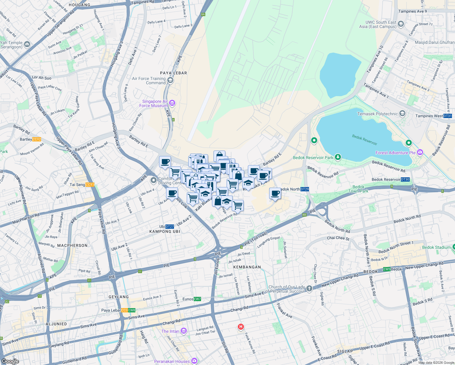 map of restaurants, bars, coffee shops, grocery stores, and more near in Singapore