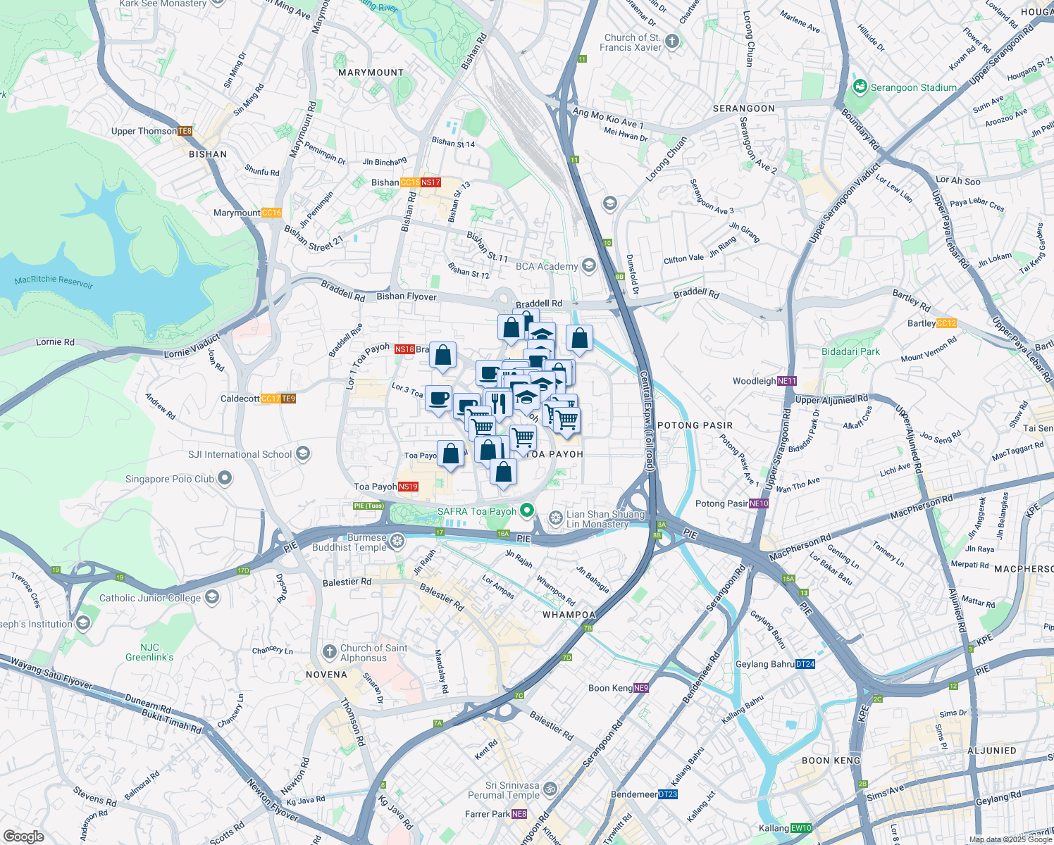 map of restaurants, bars, coffee shops, grocery stores, and more near in Singapore
