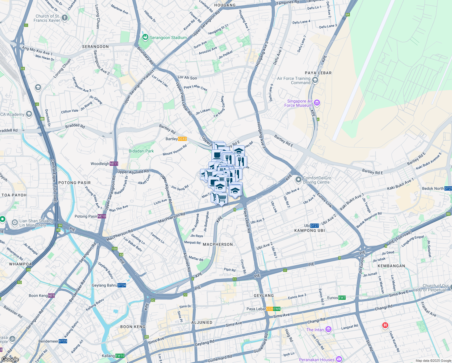 map of restaurants, bars, coffee shops, grocery stores, and more near in Singapore