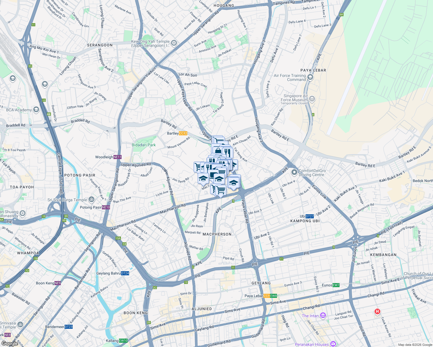 map of restaurants, bars, coffee shops, grocery stores, and more near in Singapore