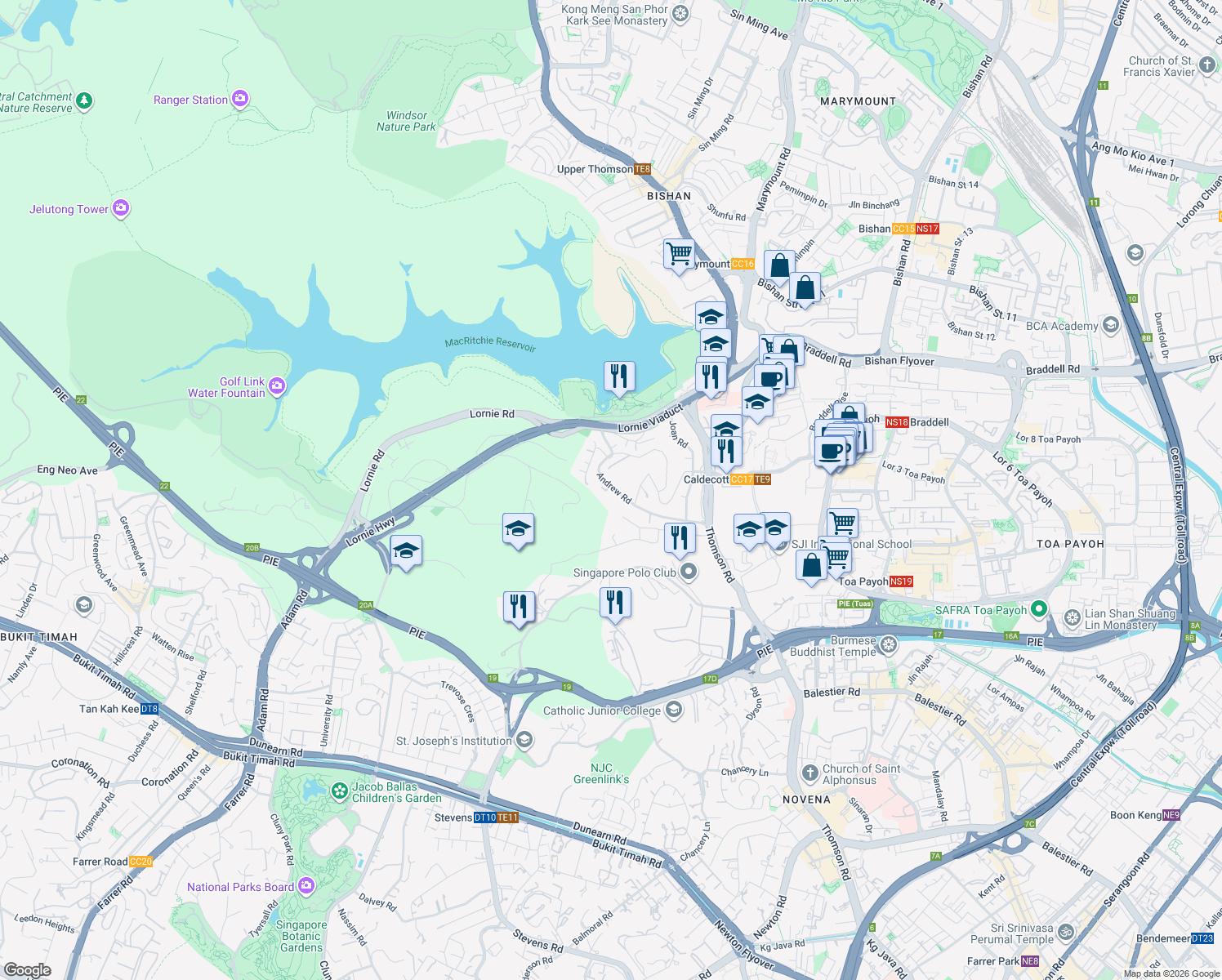 map of restaurants, bars, coffee shops, grocery stores, and more near in Singapore