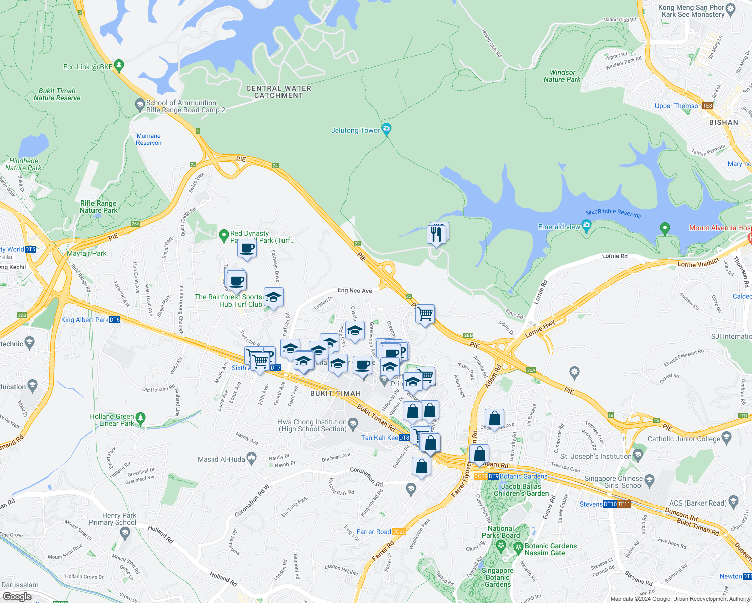 map of restaurants, bars, coffee shops, grocery stores, and more near in Singapore