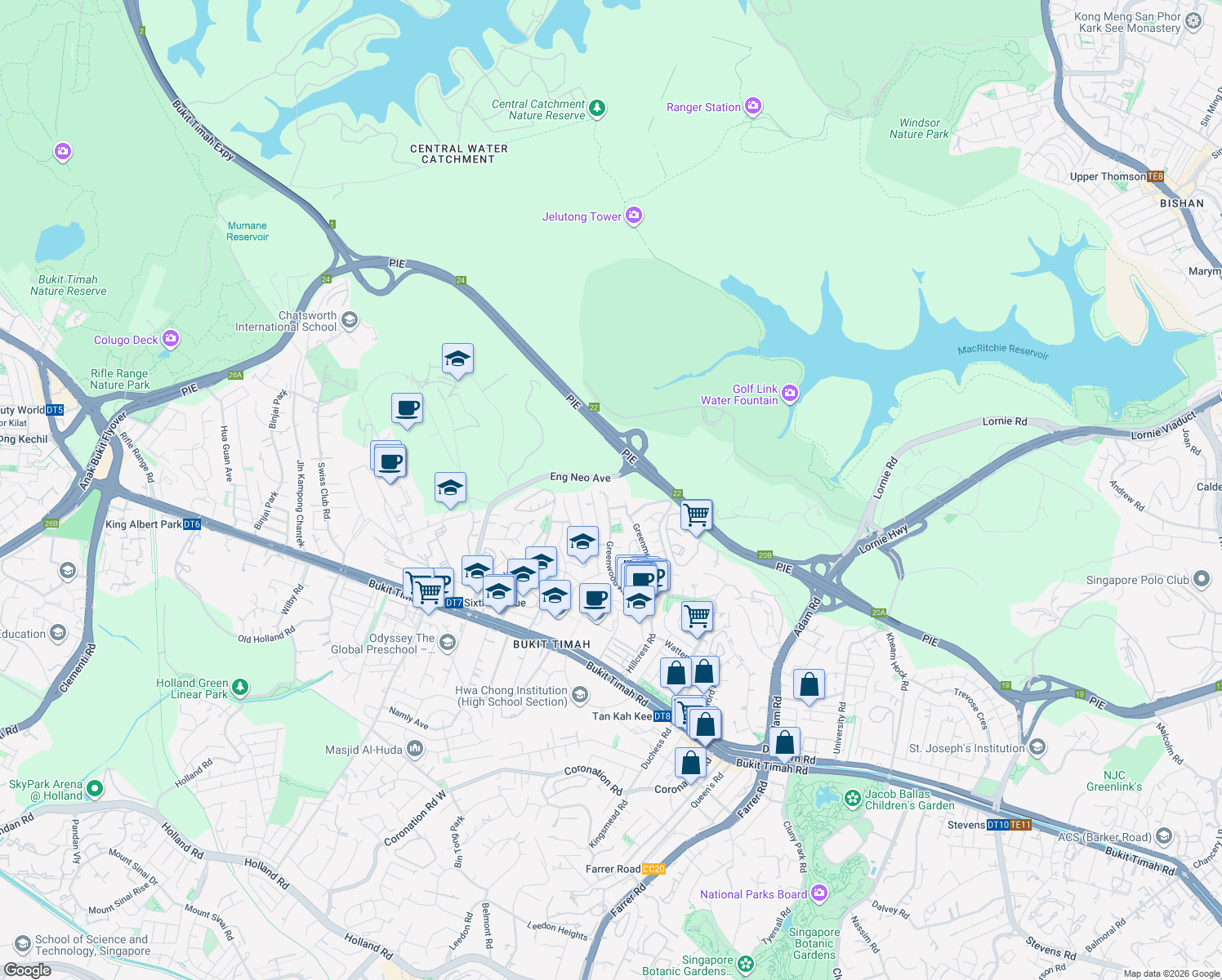 map of restaurants, bars, coffee shops, grocery stores, and more near in Singapore