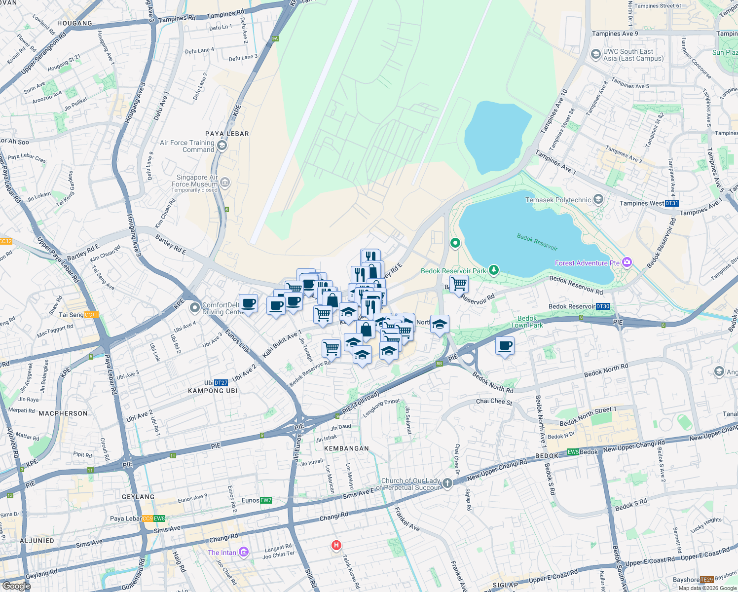 map of restaurants, bars, coffee shops, grocery stores, and more near in Singapore