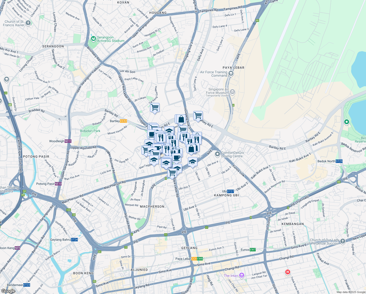 map of restaurants, bars, coffee shops, grocery stores, and more near in Singapore
