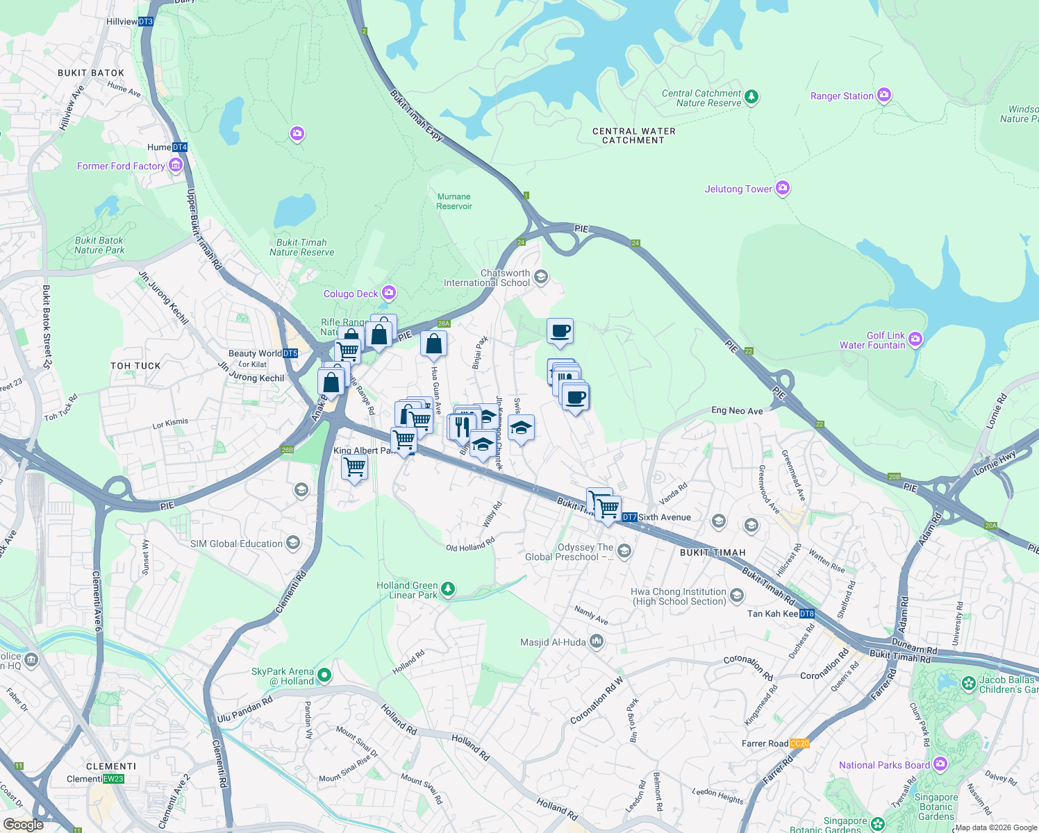 map of restaurants, bars, coffee shops, grocery stores, and more near in Singapore