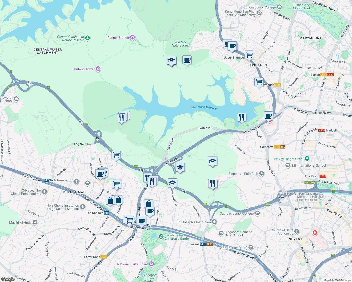 map of restaurants, bars, coffee shops, grocery stores, and more near in Singapore