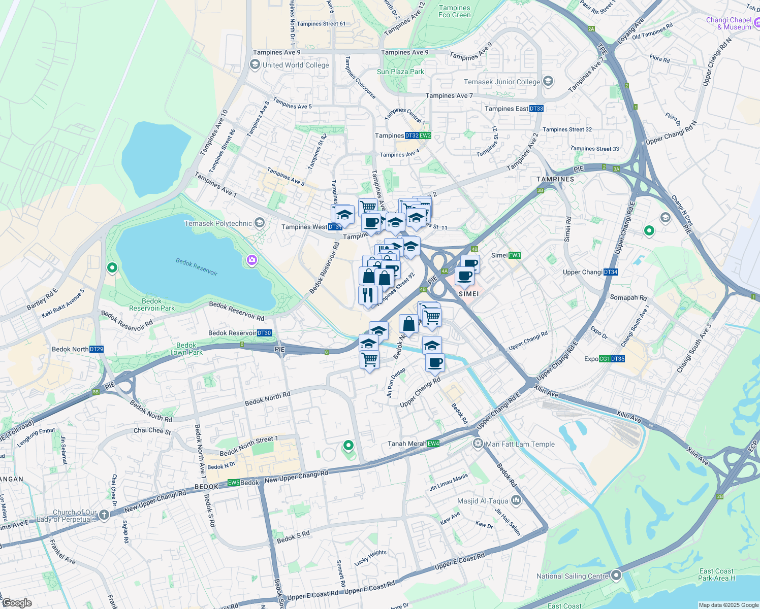 map of restaurants, bars, coffee shops, grocery stores, and more near in Singapore