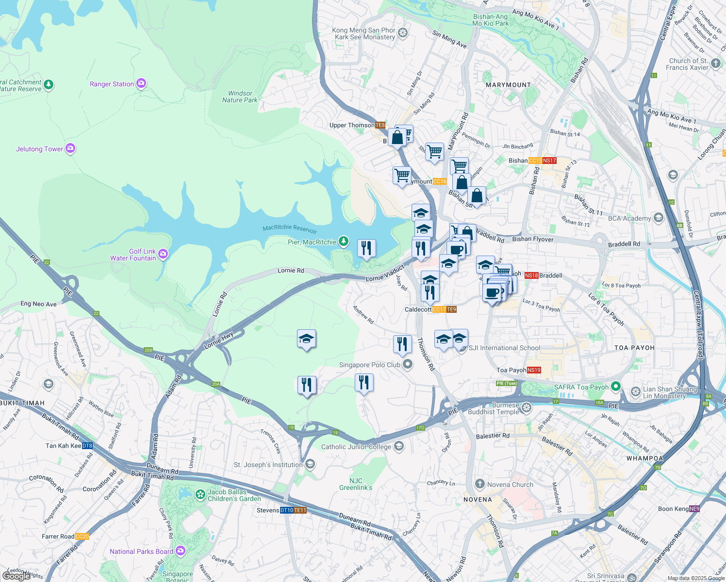 map of restaurants, bars, coffee shops, grocery stores, and more near in Singapore