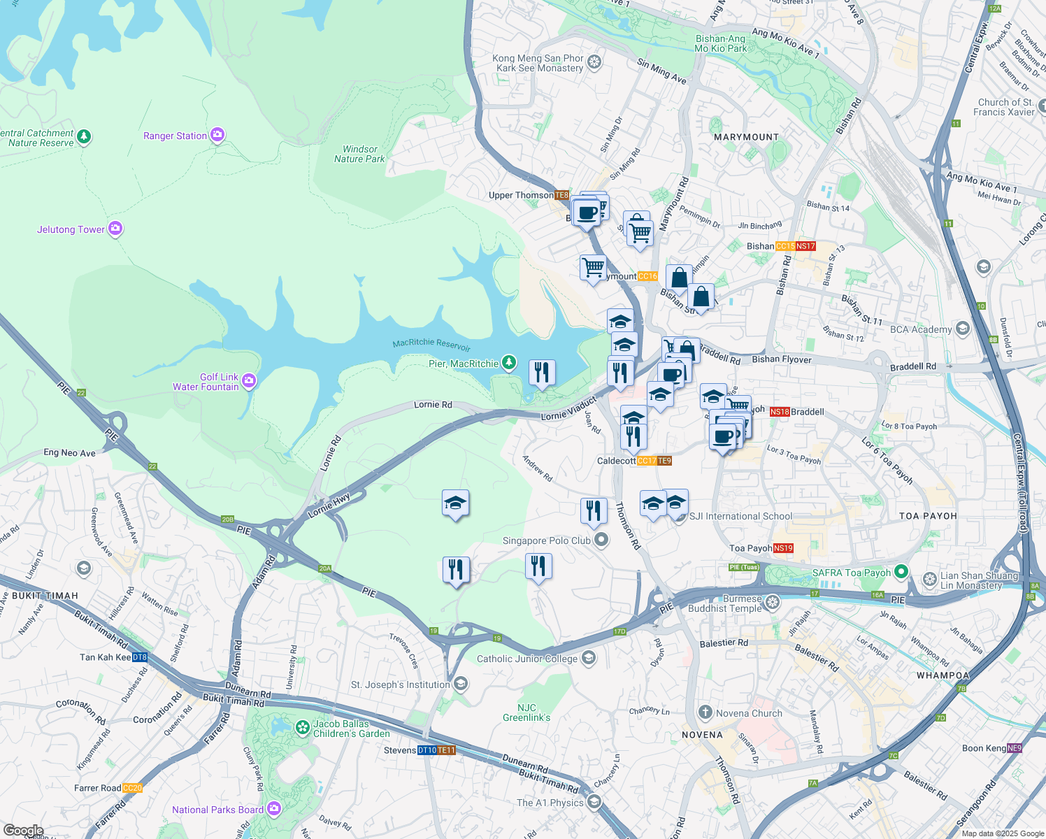 map of restaurants, bars, coffee shops, grocery stores, and more near in Singapore