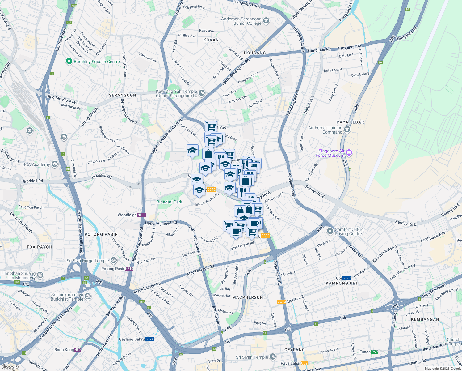 map of restaurants, bars, coffee shops, grocery stores, and more near in Singapore