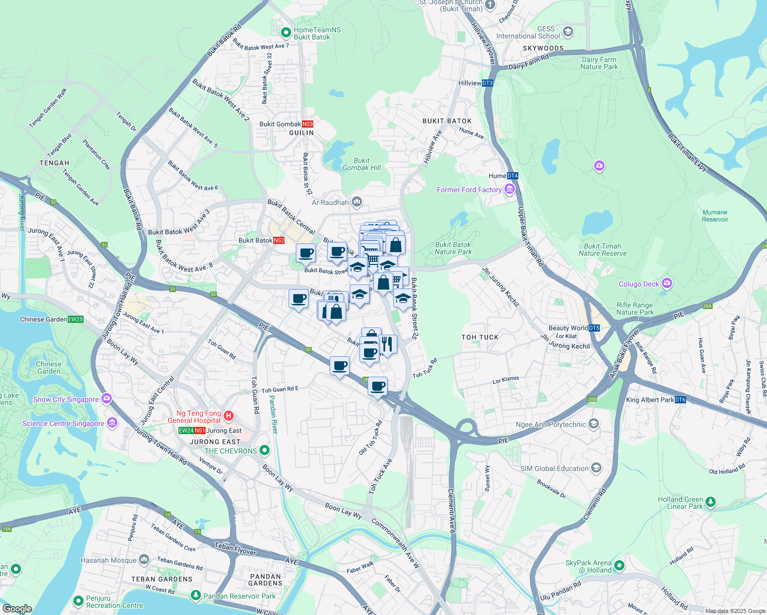 map of restaurants, bars, coffee shops, grocery stores, and more near in Singapore