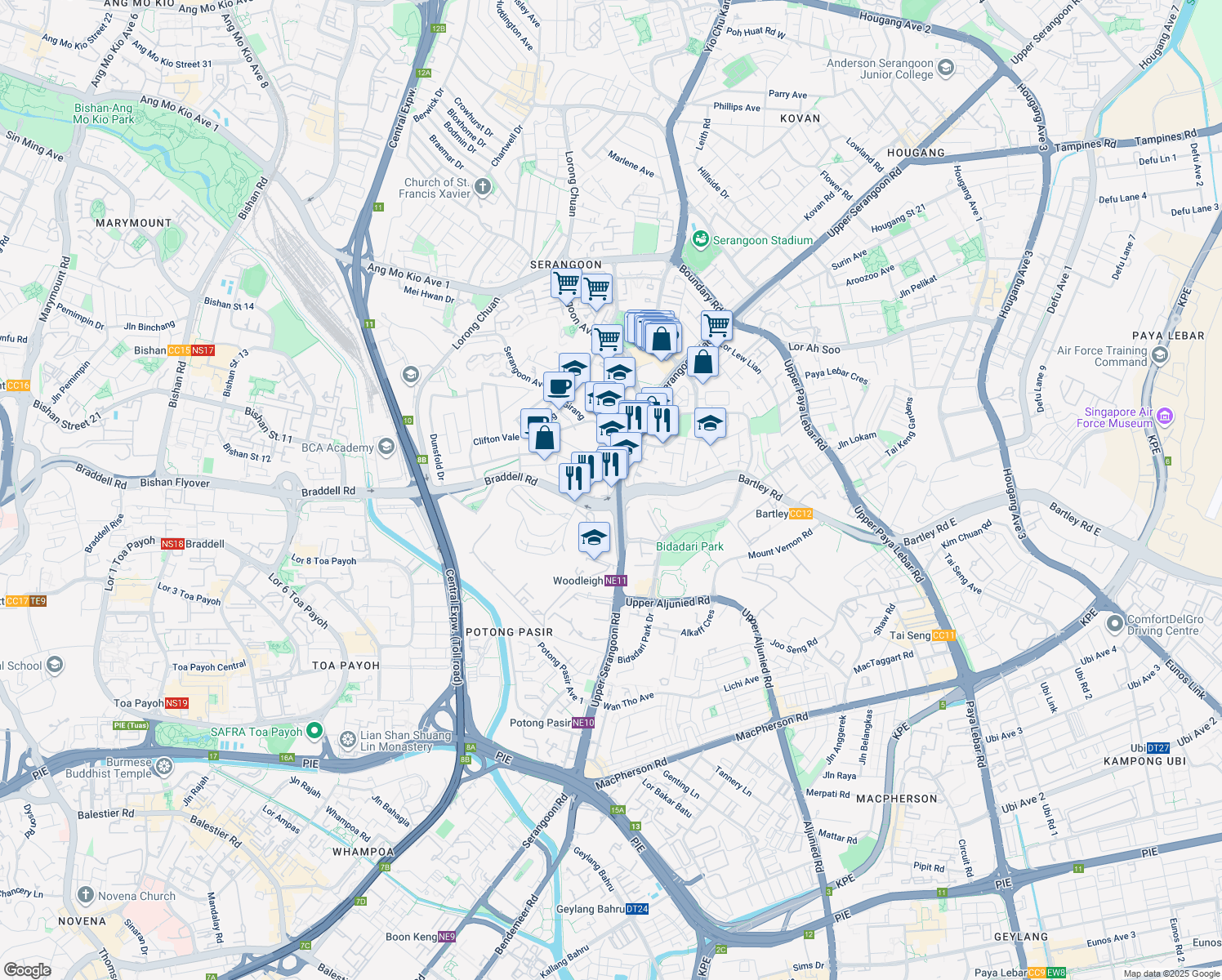 map of restaurants, bars, coffee shops, grocery stores, and more near in Singapore