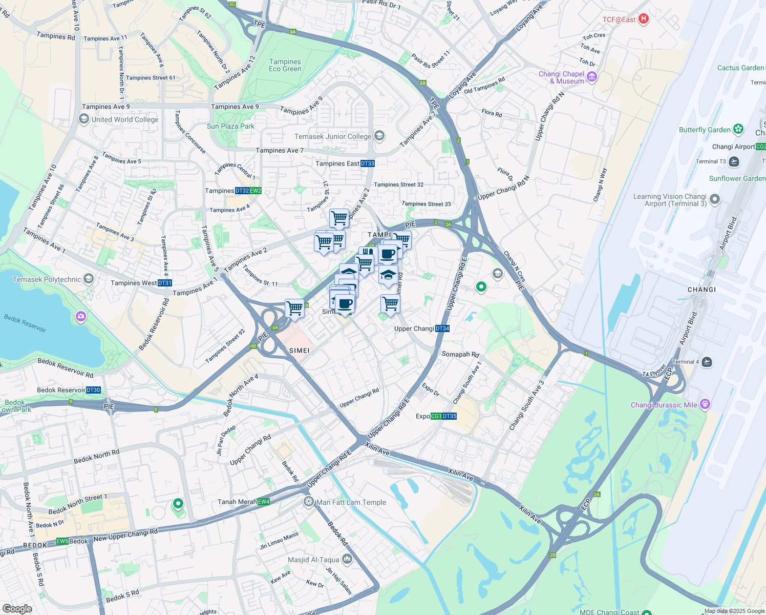 map of restaurants, bars, coffee shops, grocery stores, and more near in Singapore