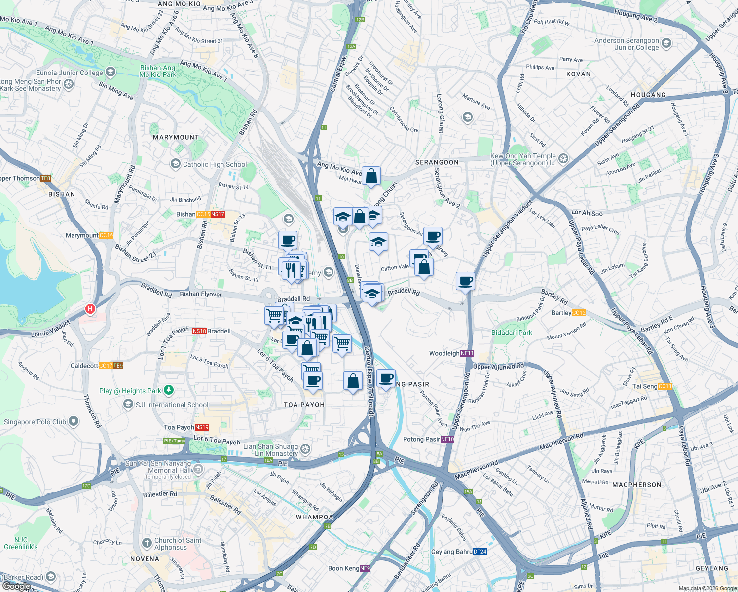 map of restaurants, bars, coffee shops, grocery stores, and more near in Singapore