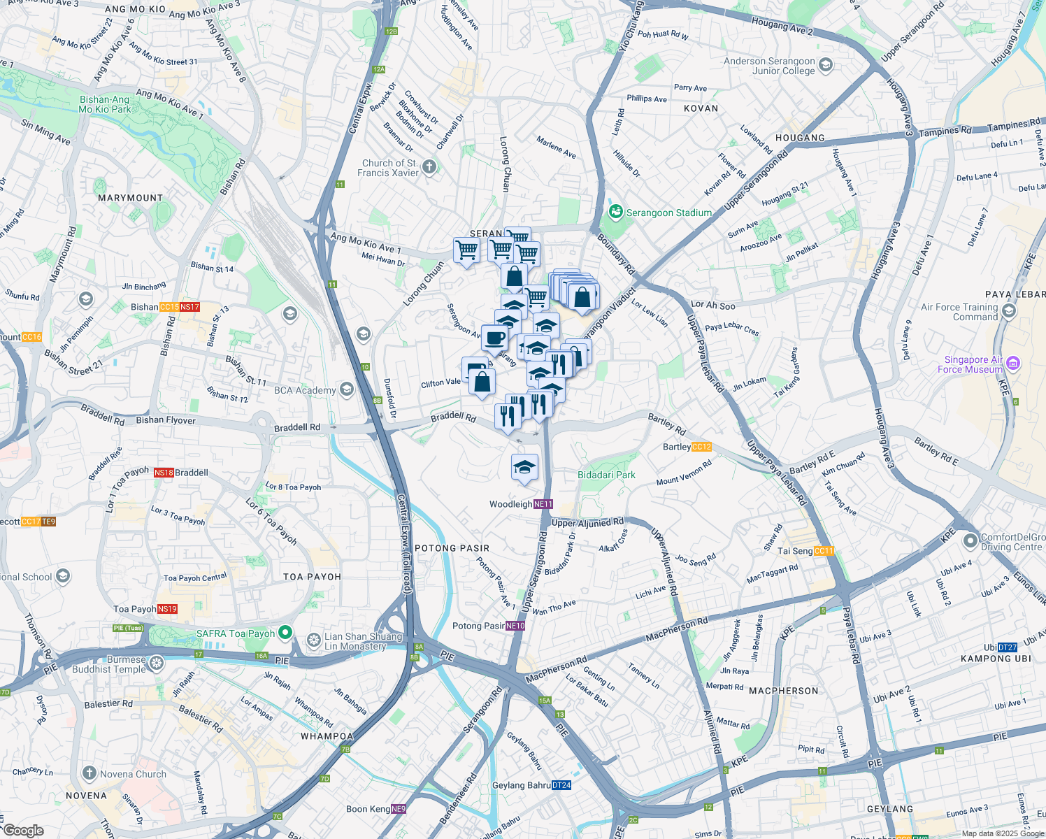 map of restaurants, bars, coffee shops, grocery stores, and more near in Singapore