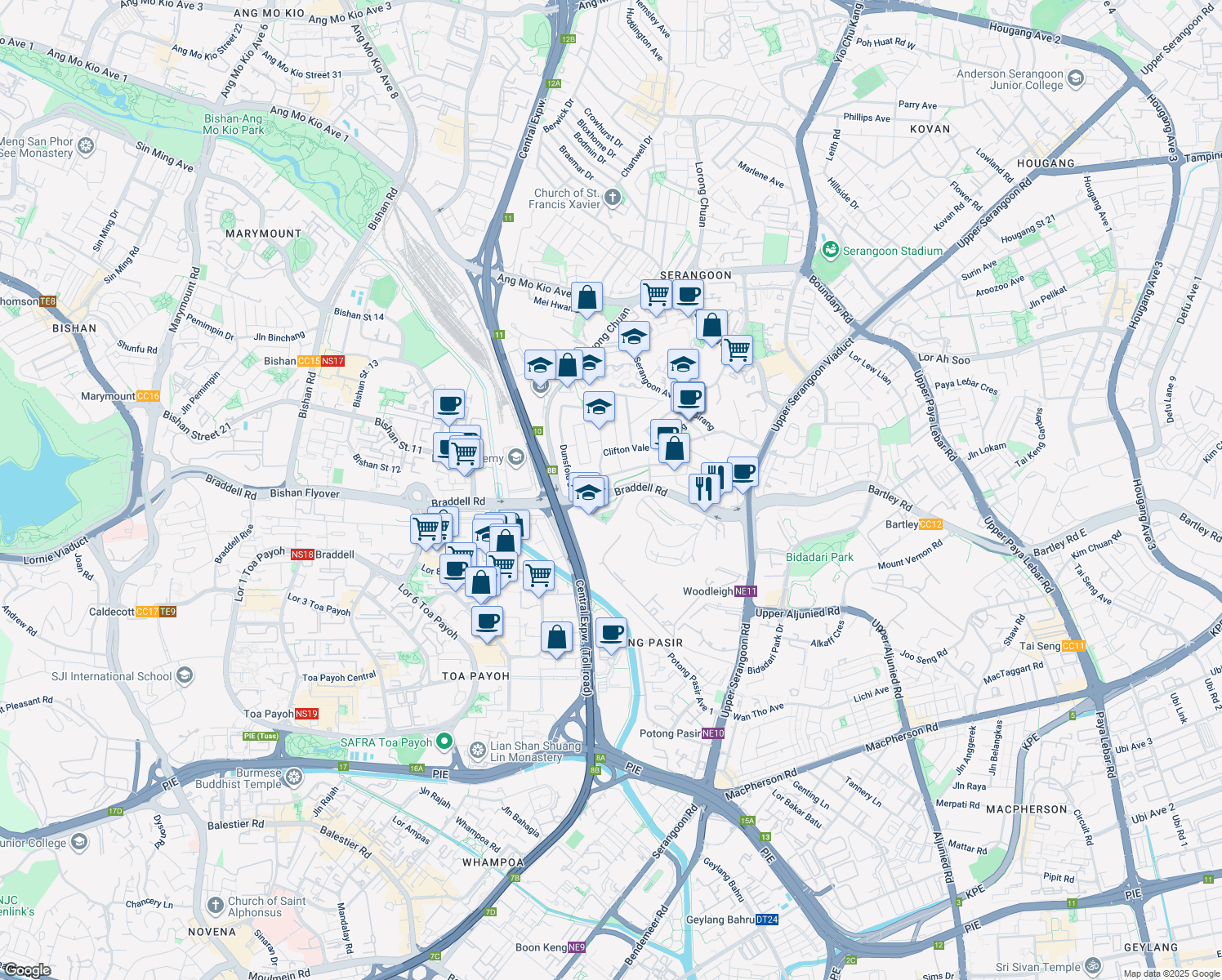 map of restaurants, bars, coffee shops, grocery stores, and more near in Singapore