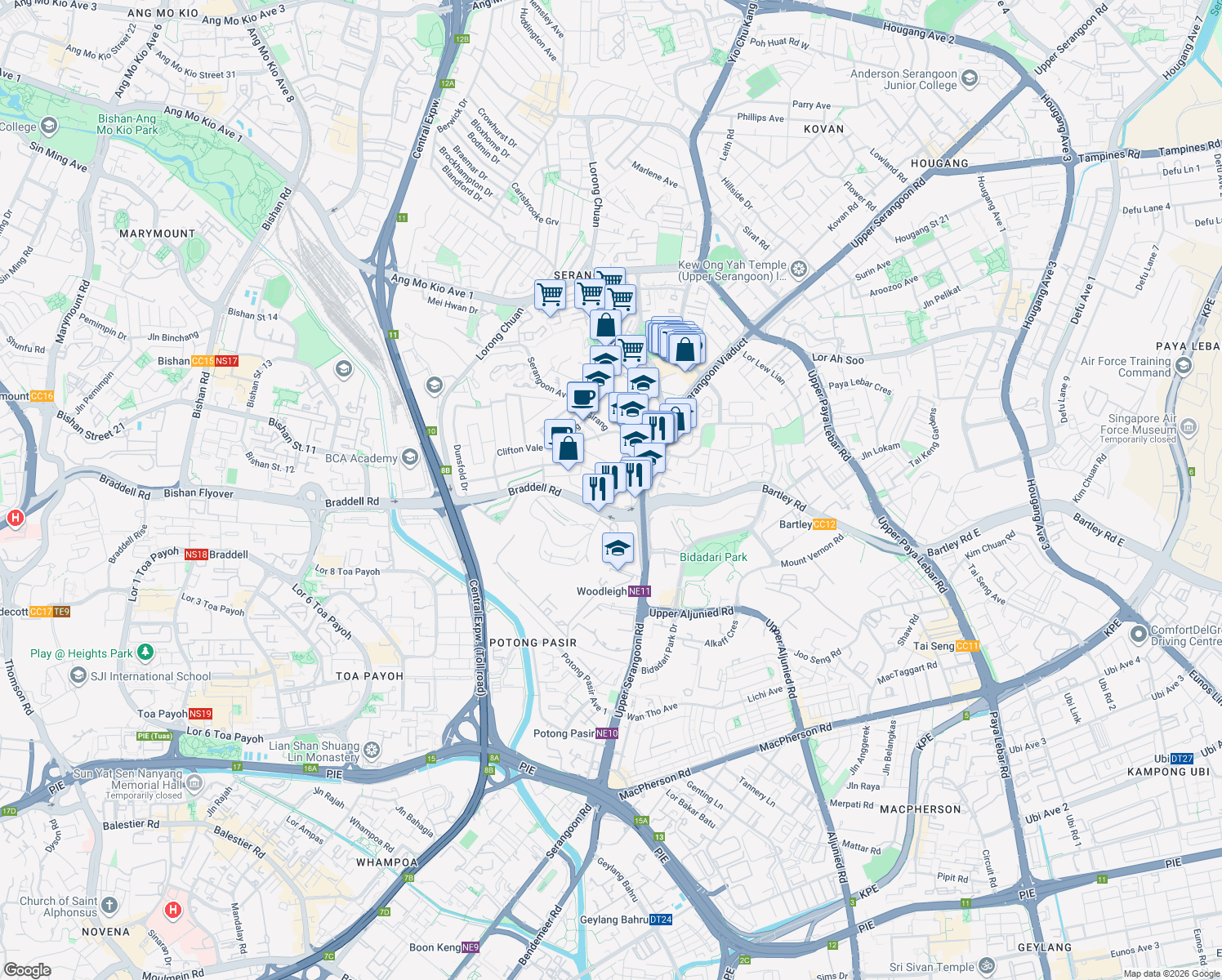 map of restaurants, bars, coffee shops, grocery stores, and more near in Singapore