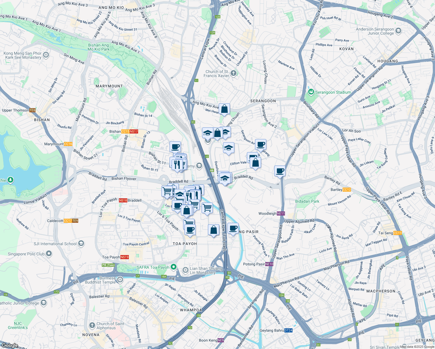 map of restaurants, bars, coffee shops, grocery stores, and more near in Singapore