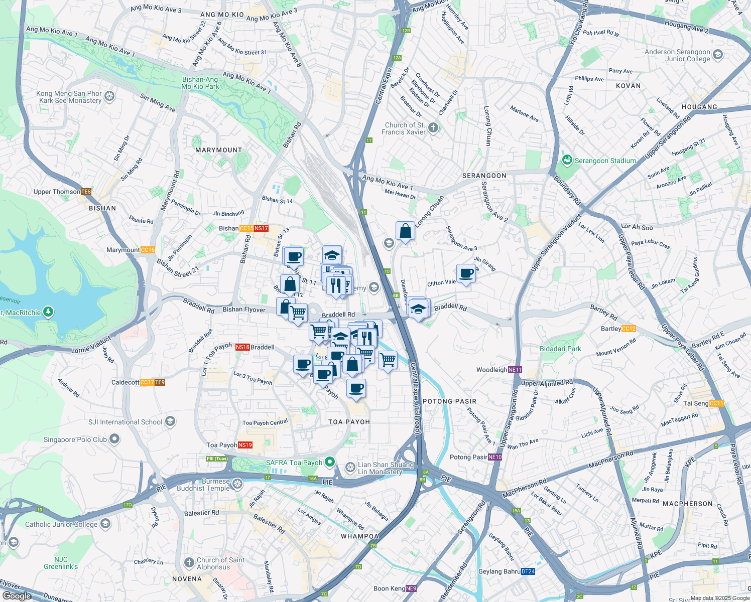 map of restaurants, bars, coffee shops, grocery stores, and more near in Singapore