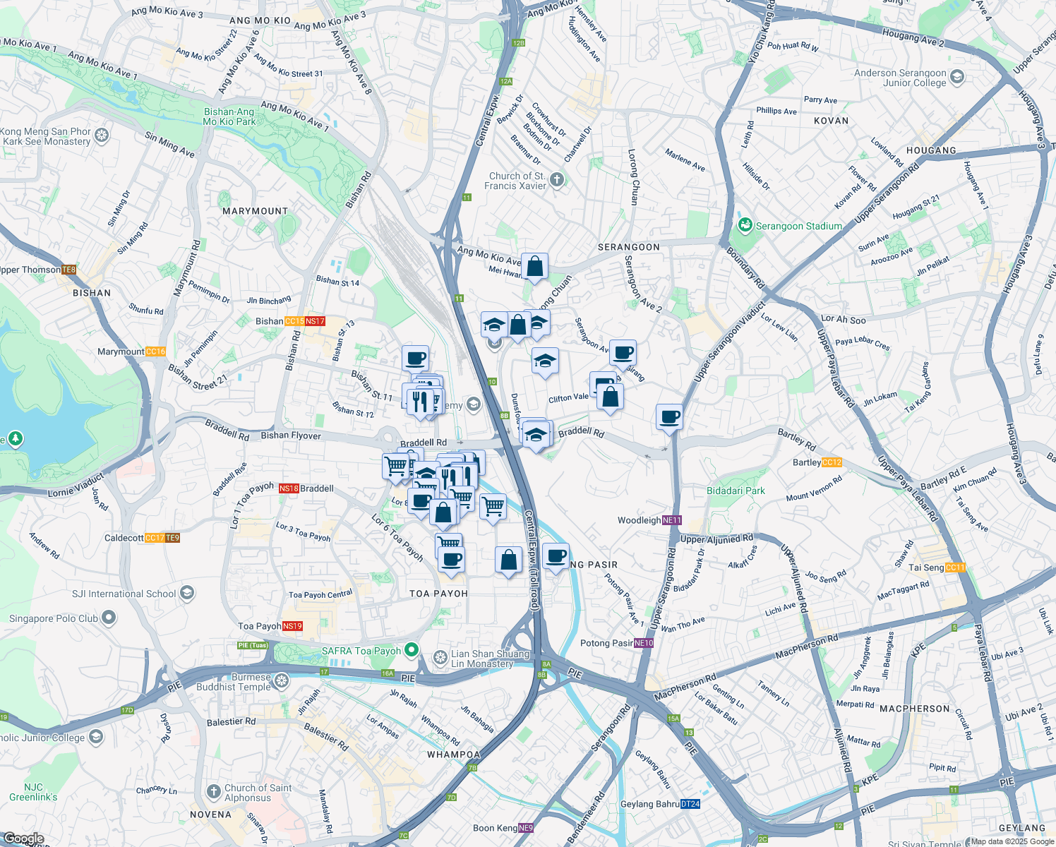 map of restaurants, bars, coffee shops, grocery stores, and more near in Singapore