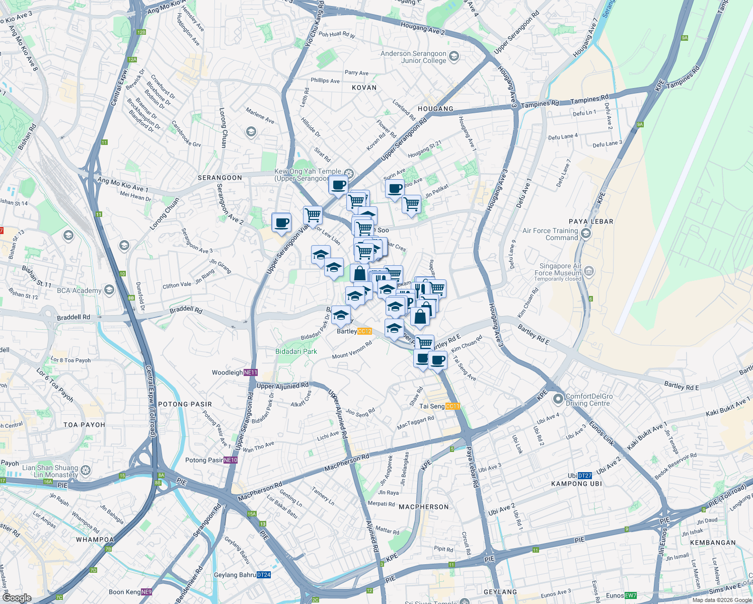map of restaurants, bars, coffee shops, grocery stores, and more near in Singapore
