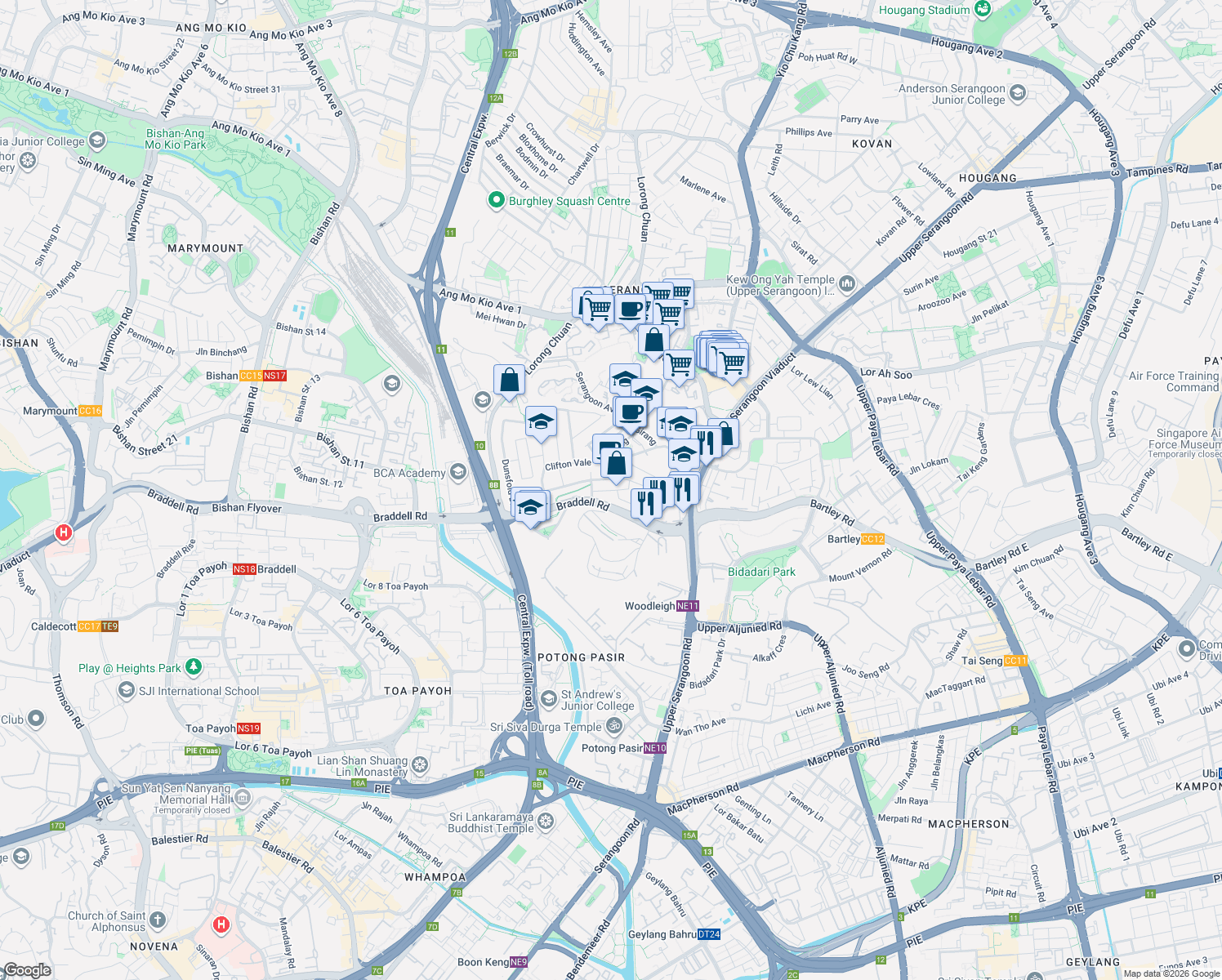 map of restaurants, bars, coffee shops, grocery stores, and more near in Singapore
