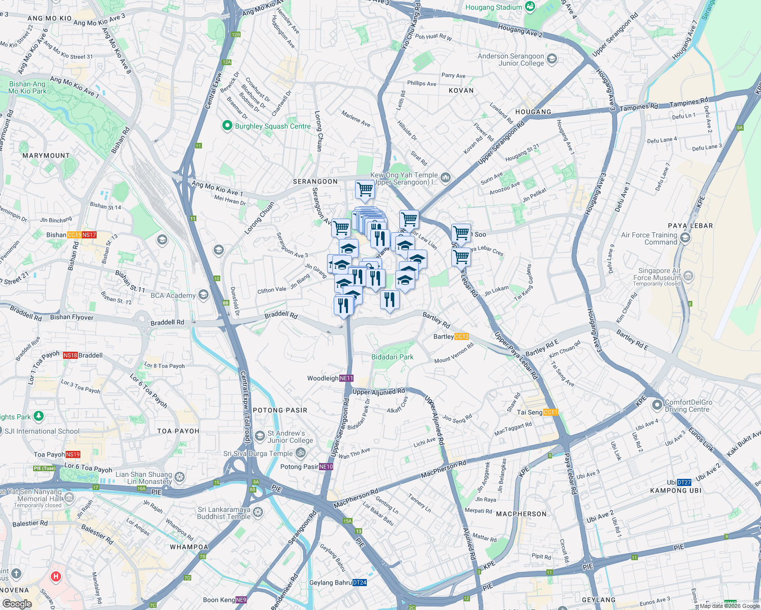map of restaurants, bars, coffee shops, grocery stores, and more near in Singapore
