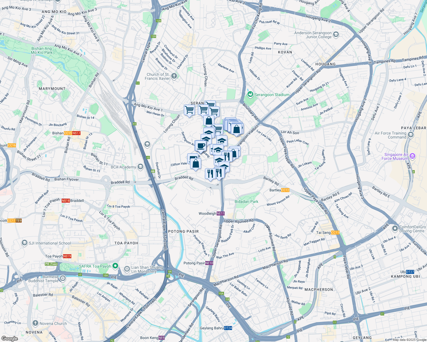 map of restaurants, bars, coffee shops, grocery stores, and more near in Singapore