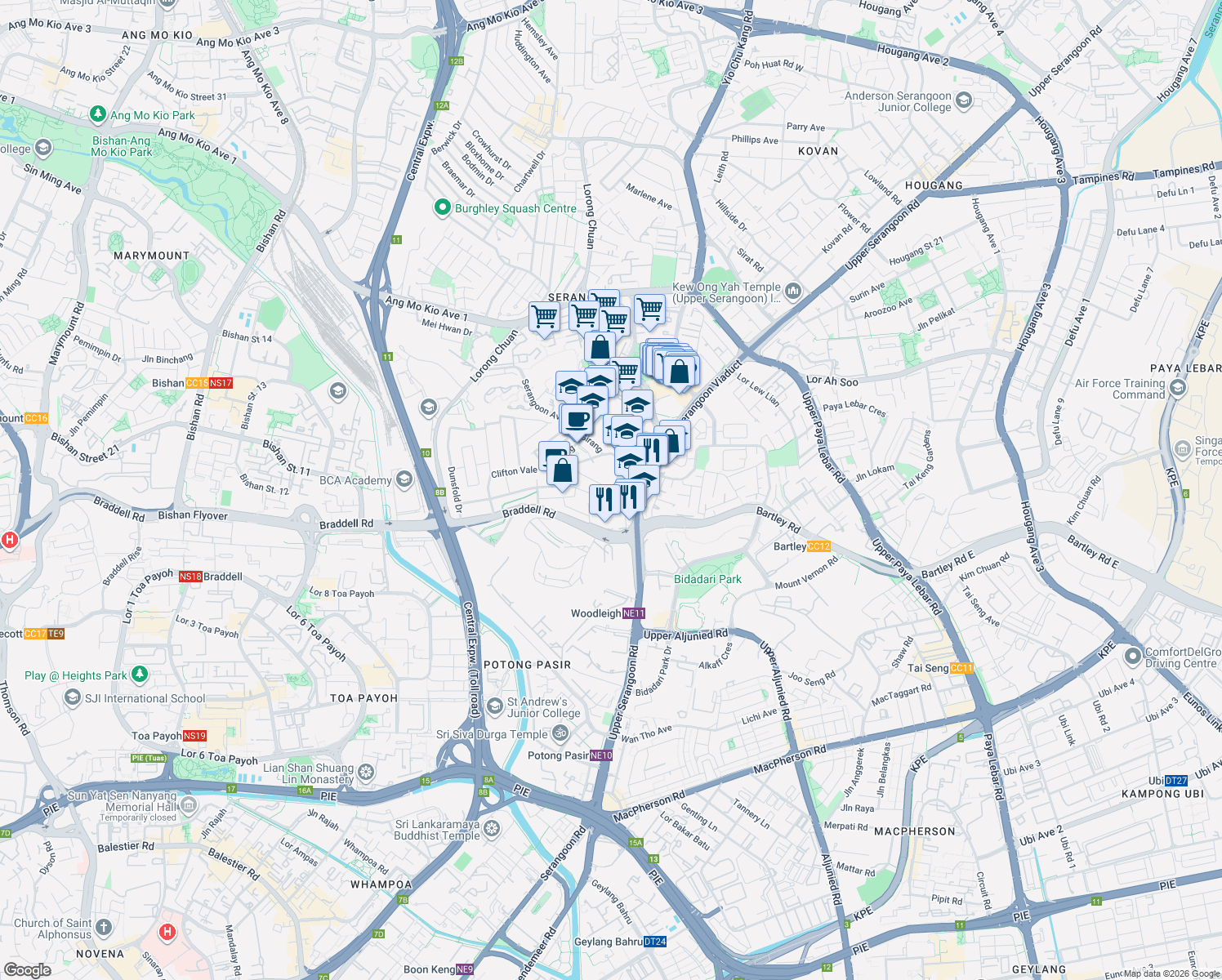 map of restaurants, bars, coffee shops, grocery stores, and more near in Singapore