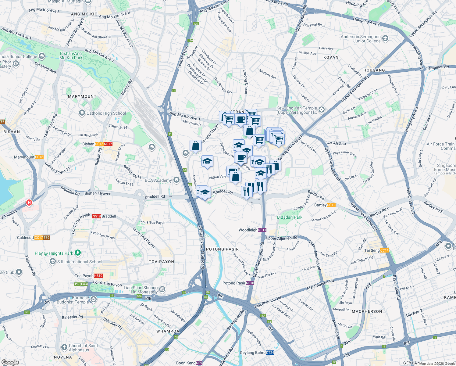 map of restaurants, bars, coffee shops, grocery stores, and more near in Singapore