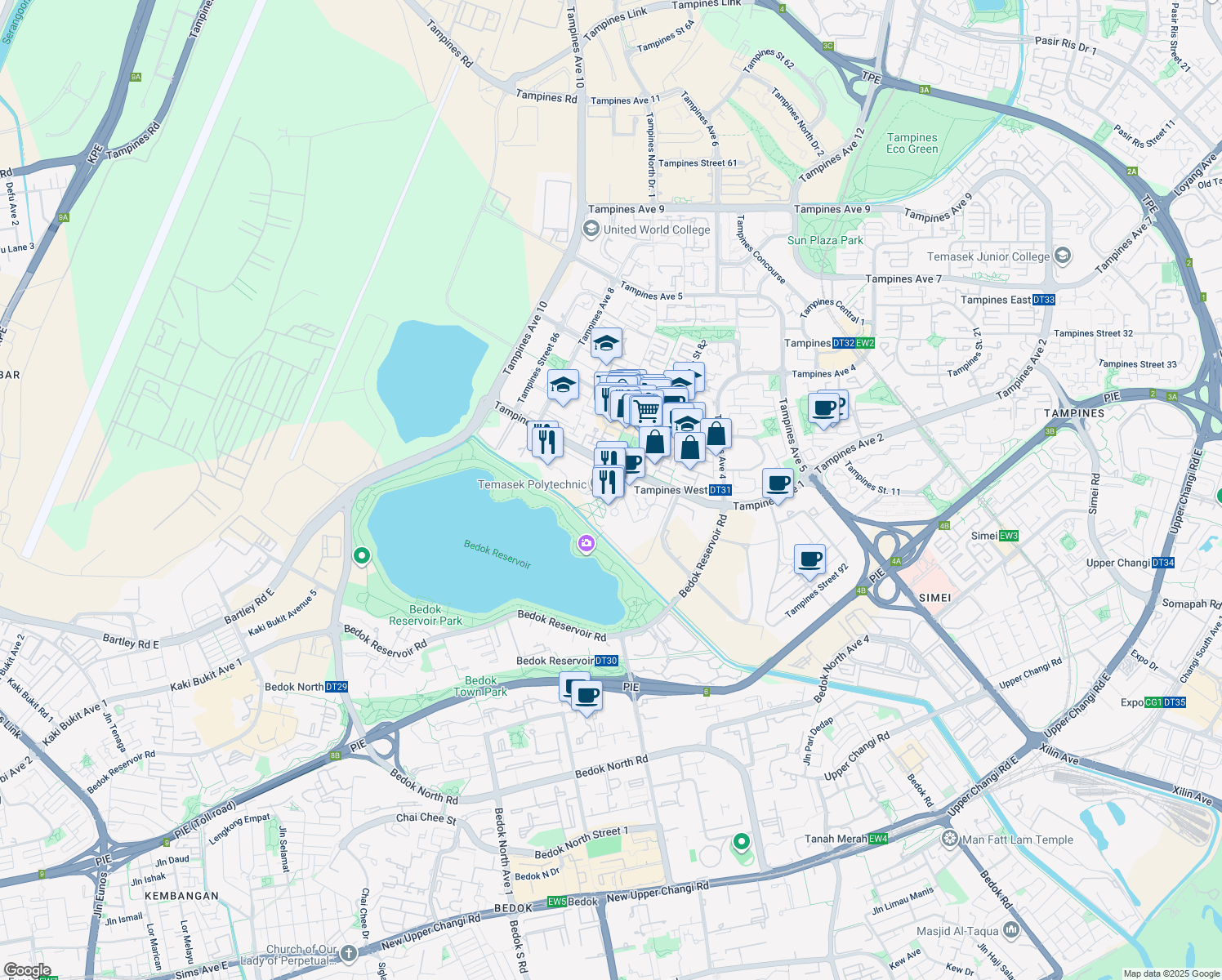 map of restaurants, bars, coffee shops, grocery stores, and more near in Singapore