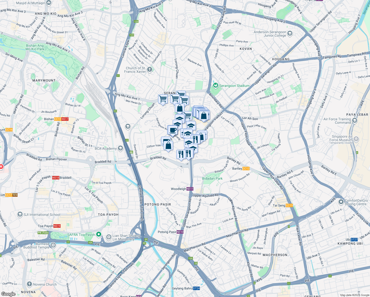 map of restaurants, bars, coffee shops, grocery stores, and more near in Singapore