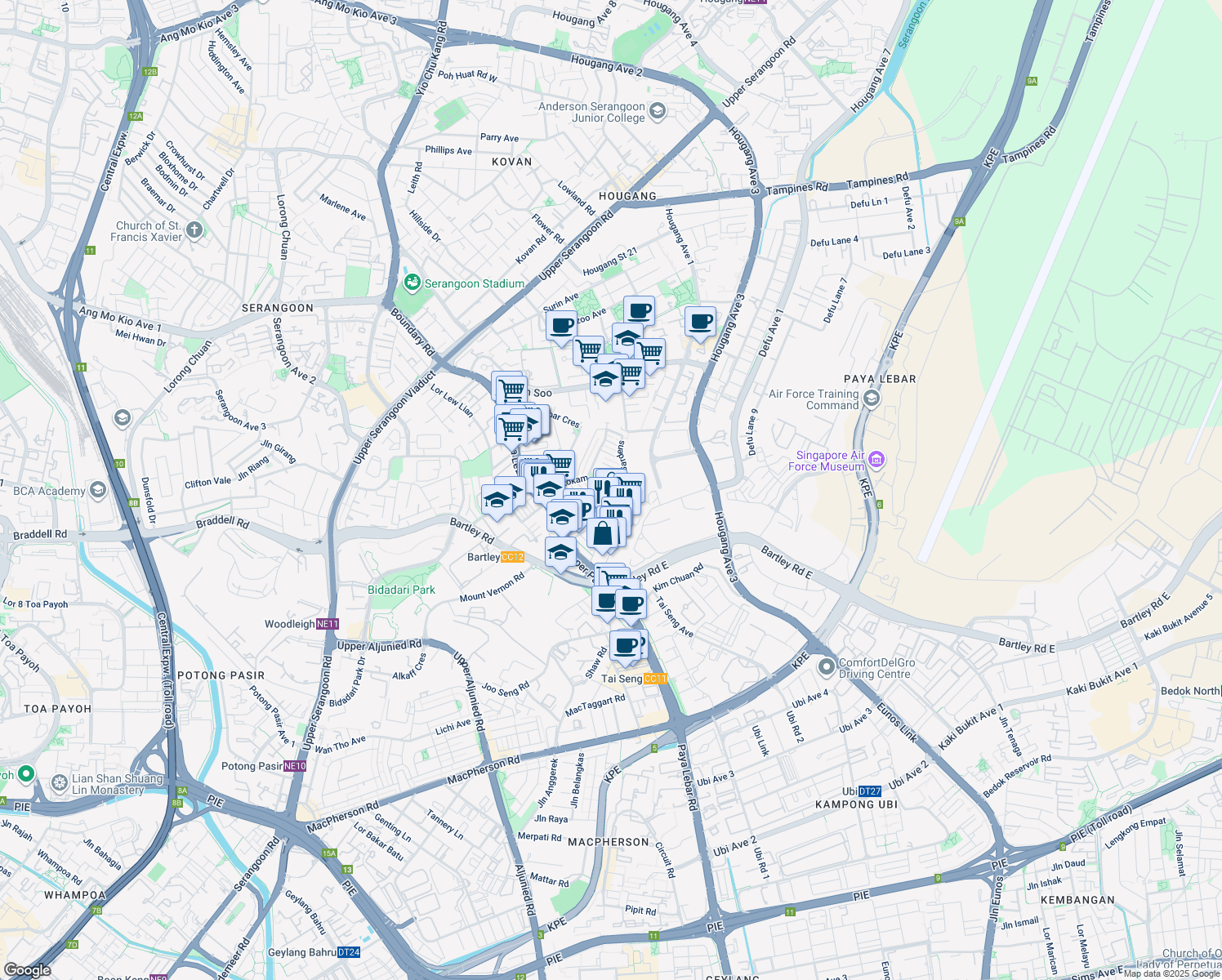 map of restaurants, bars, coffee shops, grocery stores, and more near in Singapore