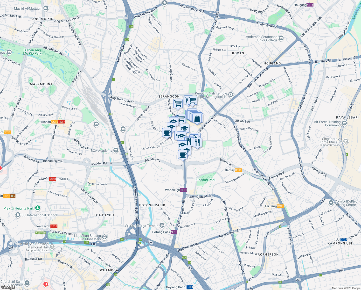 map of restaurants, bars, coffee shops, grocery stores, and more near in Singapore