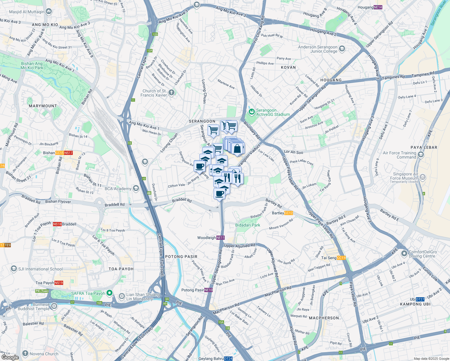 map of restaurants, bars, coffee shops, grocery stores, and more near in Singapore