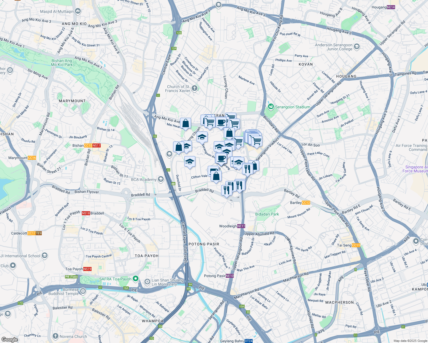 map of restaurants, bars, coffee shops, grocery stores, and more near in Singapore