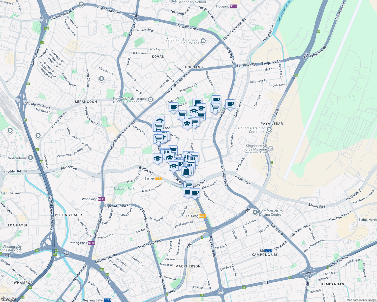map of restaurants, bars, coffee shops, grocery stores, and more near in Singapore