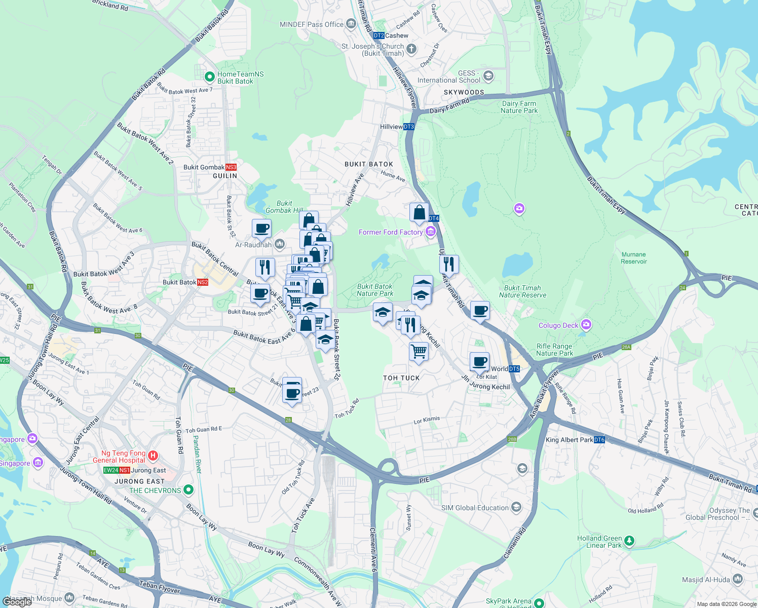 map of restaurants, bars, coffee shops, grocery stores, and more near in Singapore