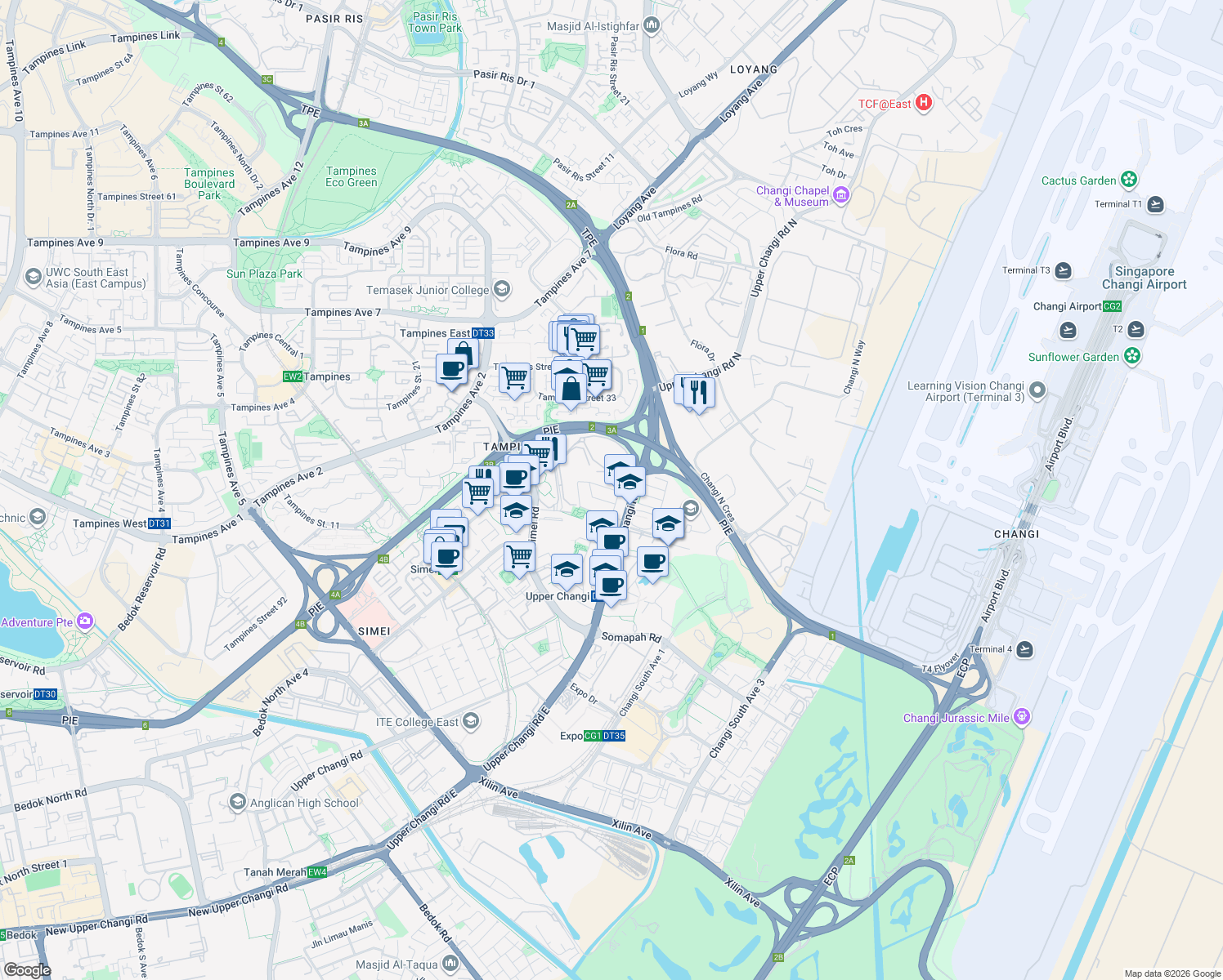 map of restaurants, bars, coffee shops, grocery stores, and more near in Singapore