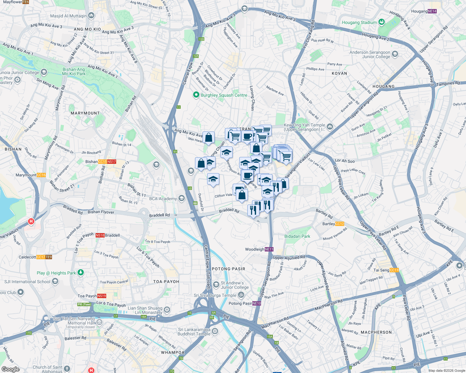 map of restaurants, bars, coffee shops, grocery stores, and more near in Singapore