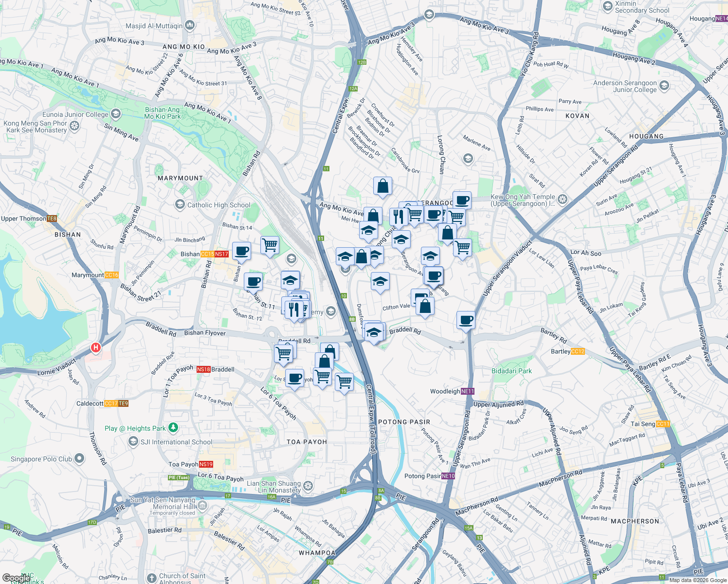 map of restaurants, bars, coffee shops, grocery stores, and more near in Singapore