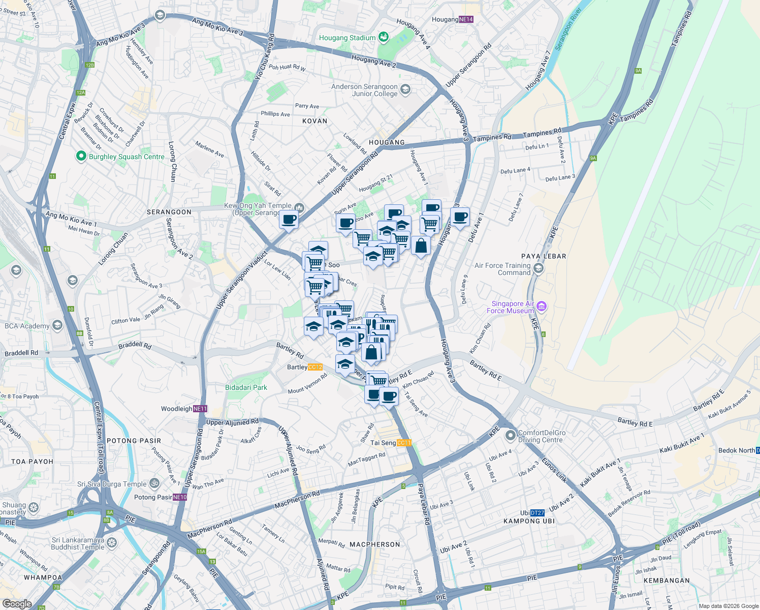 map of restaurants, bars, coffee shops, grocery stores, and more near in Singapore