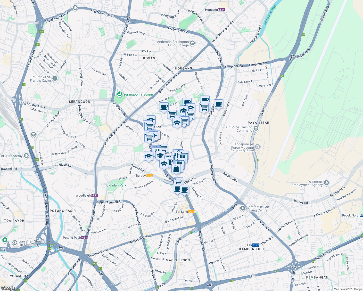 map of restaurants, bars, coffee shops, grocery stores, and more near in Singapore